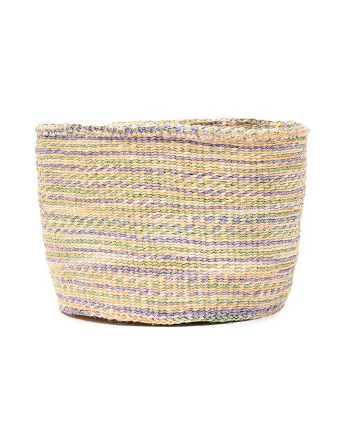 ZAIDI: Lavender, Green & Yellow Tie-Dye Woven Storage Basket