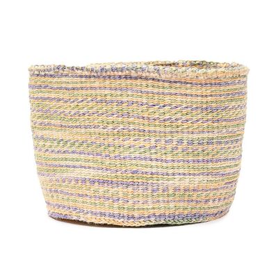 ZAIDI: Lavender, Green & Yellow Tie-Dye Woven Storage Basket