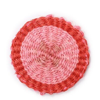 JINA: Red & Dusky Pink Woven Coaster