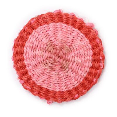 JINA: Red & Dusky Pink Woven Coaster