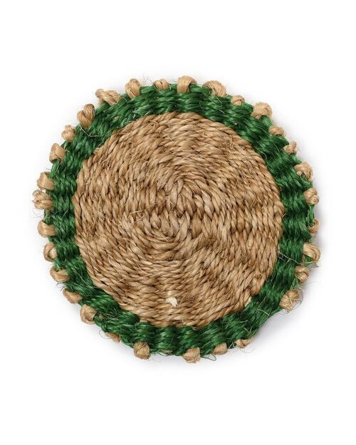 KAMARIA: Green Trim Woven Coaster