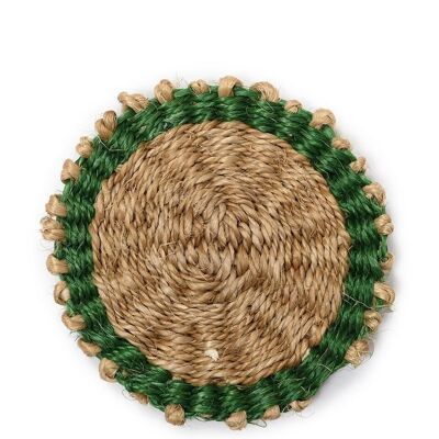 KAMARIA: Green Trim Woven Coaster