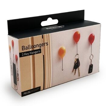 BALLOONGERS - 3 mini-patères ballon - cadeau - décoration murale - accroche clés - ballon baudruche 9