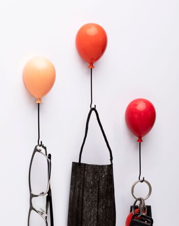 BALLOONGERS - 3 mini-patères ballon - cadeau - décoration murale - accroche clés - ballon baudruche 4