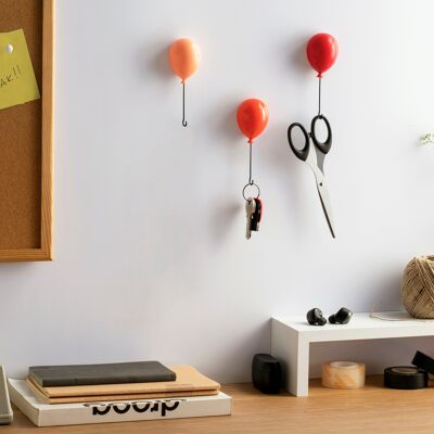 BALLOONGERS - 3 mini balloon hooks - gift - wall decoration - key hook - balloon