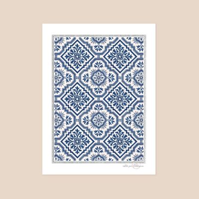 Wall decoration - Earthenware blue poster - 30x40 cm