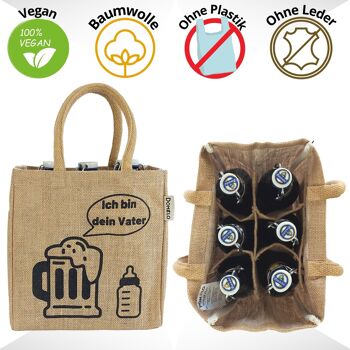 sac à bouteille. Porte-bière végétalien ou porte-canettes et porte-bouteilles 6 bouteilles. Sac de transport 100% jute avec séparateurs. Sac shopping avec 6 compartiments. Cadeaux de sac de bière pour hommes 7