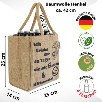 sac à bouteille. Porte-bière végétalien ou porte-canettes et porte-bouteilles 6 bouteilles. Sac de transport 100% jute avec séparateurs. Sac shopping avec 6 compartiments. Cadeaux de sac de bière pour hommes 12