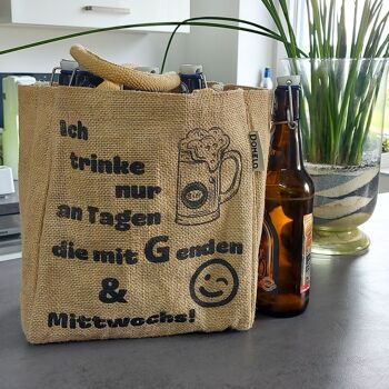 sac à bouteille. Porte-bière végétalien ou porte-canettes et porte-bouteilles 6 bouteilles. Sac de transport 100% jute avec séparateurs. Sac shopping avec 6 compartiments. Cadeaux de sac de bière pour hommes 16