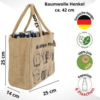 sac à bouteille. Porte-bière végétalien ou porte-canettes et porte-bouteilles 6 bouteilles. Sac de transport 100% jute avec séparateurs. Sac shopping avec 6 compartiments. Cadeaux de sac de bière pour hommes 20