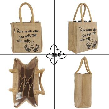 sac à bouteille. Porte-bière végétalien ou porte-canettes et porte-bouteilles 6 bouteilles. Sac de transport 100% jute avec séparateurs. Sac shopping avec 6 compartiments. Cadeaux de sac de bière pour hommes 30