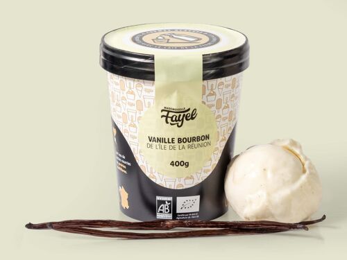 Crème glacée Vanille Bourbon de l'île de la Réunion 100% bio gourmande et généreuse - pot de 150ml