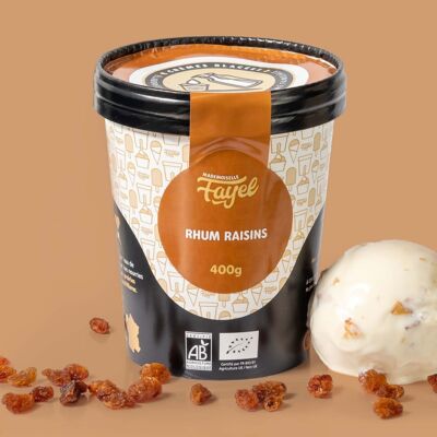 Crème glacée Rhum Raisins - 100% bio gourmande et généreuse - pot de 500ml