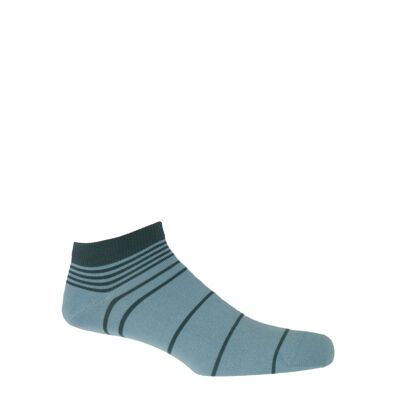 Retro Stripe Men's Trainer Socks -  Blue