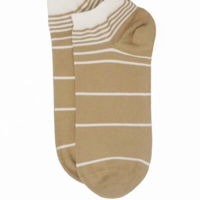 Herren-Sneakersocken mit Retro-Streifen – Beige