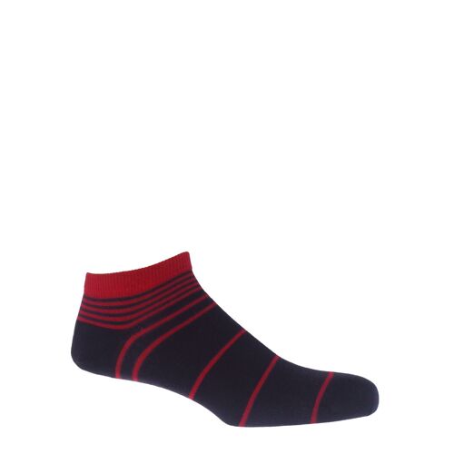Retro Stripe Men's Trainer Socks -  Black