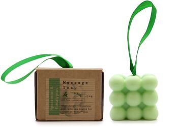 MSPS-01 - Savons de massage simples en boîte - Menthe verte et eucalyptus - Vendus en 3x unité/s par extérieur 1