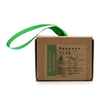 MSPS-01 - Savons de massage simples en boîte - Menthe verte et eucalyptus - Vendus en 3x unité/s par extérieur 3