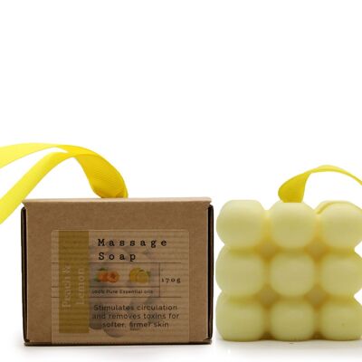 MSPS-04 - Jabones de masaje individuales en caja - Melocotón y limón - Se vende en 3x unidad/es por exterior