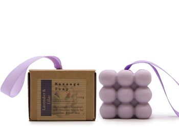 MSPS-05 - Savons de massage simples en boîte - Lavande et lilas - Vendus en 3x unité/s par extérieur 1