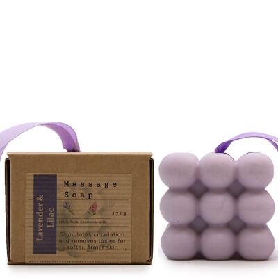 MSPS-05 - Savons de massage simples en boîte - Lavande et lilas - Vendus en 3x unité/s par extérieur
