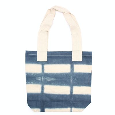 NTDB-02 - Natural Tie-Dye Cotton Bag (8oz) - Grey Blocks - Natural Handle - Sold in 1x unit/s per outer