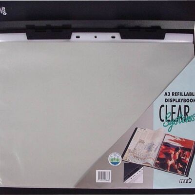 Refillable presentation book A3 with 20 pockets black