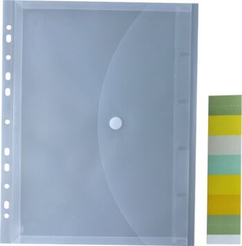 Porte-documents A4 avec plis extensibles sur tout le pourtour et fermeture velcro, transparent incolore, avec hauteur de remplissage 20 mm, en PP - 5 pièces 1