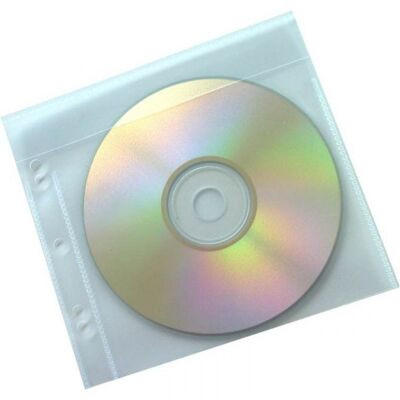 CD-/DVD-Hüllen Schutzhüllen Folienhüllen Datenträgerhülle zum Abheften extra starke transparent genarbter PP-Folie 160 my (0,16 mm) Abheftrand, Klappe zum Schutz – 100 Stück