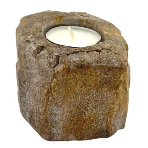 PetW-01 - Petrified Wood Candle Holder - Single Low - Sold in 1x unit/s per outer