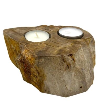 PetW-03 – Kerzenhalter aus versteinertem Holz – Doppelt – Verkauft in 1x Einheit/en pro Außenteil