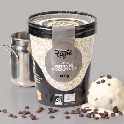 Helado de dulce de leche con pepitas de chocolate negro - 100% ecológico, gourmet y generoso - tarro de 500ml