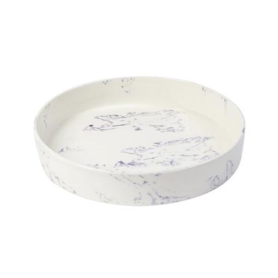 Round marble-effect ceramic tray