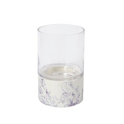 Porta tealight H23 in gres effetto marmo