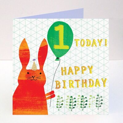 Age One Happy Birthday - Square Greeting Card