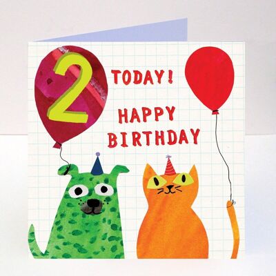 Age Two Happy Birthday - Square Greeting Card