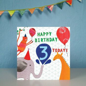 Joyeux anniversaire de trois ans - Carte de vœux carrée 6