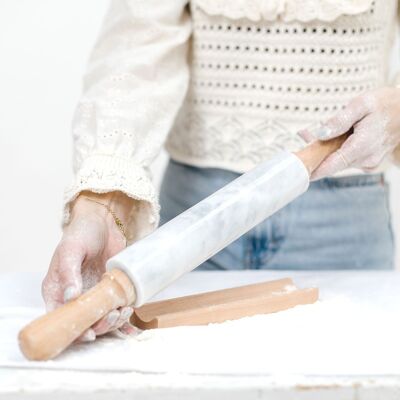 Marble rolling pin white