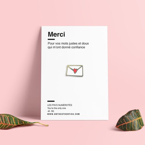 Pin's Merci - Lettre - École - Maîtresse/ Maître - Spécial fête fin d'année scolaire