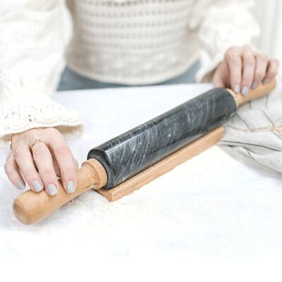 Marble rolling pin black