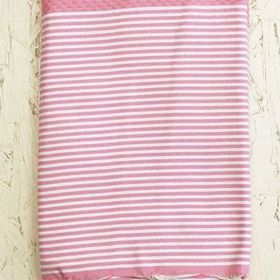 Hammam towel honeycomb stripe rose