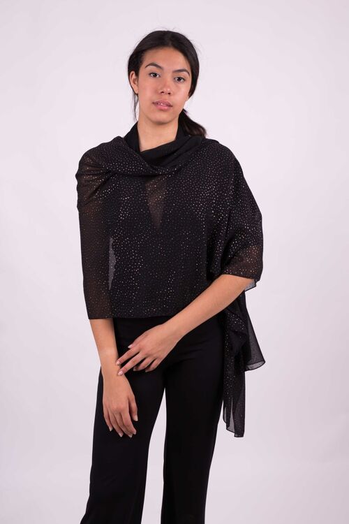 Chal de Fiesta Negro con Brillo de Colores Aurora