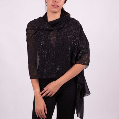 Black Party Shawl with Aurora Color Glitter