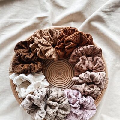 Wide Cotton waffle scrunchie