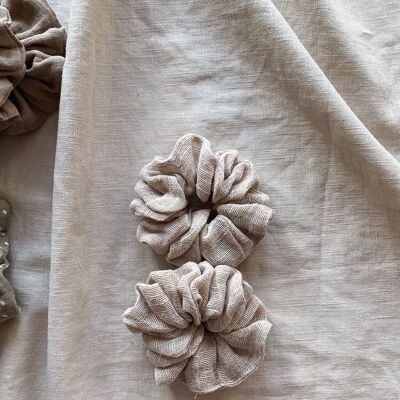 Wide gauze scrunchie / beige