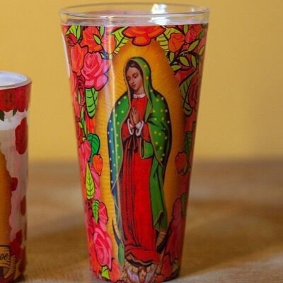 Virgin of Guadalupe & Roses Large Candle