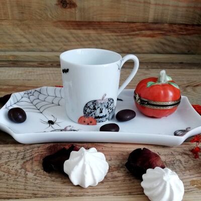 Tasse café gourmand en porcelaine et sucrier citrouille-Halloween