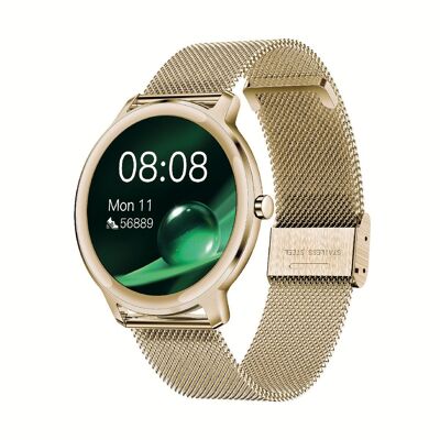 SW018H – Smarty2.0 Connected Watch – Milanaise-Stahlarmband – Chrono, Foto, Herzfrequenz, Blutdruck, Kurslayout