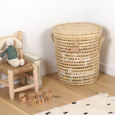 Customizable Palm Leaf Storage Basket - Round