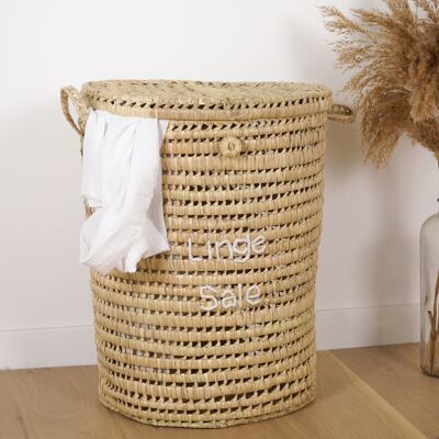 Personalized Palm Leaf Storage Basket - Dirty Laundry